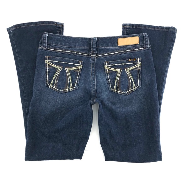 Seven7 Rocker Slim Dark Wash Mid Rise Bootcut Denim Jeans Size 8 - Picture 4 of 9
